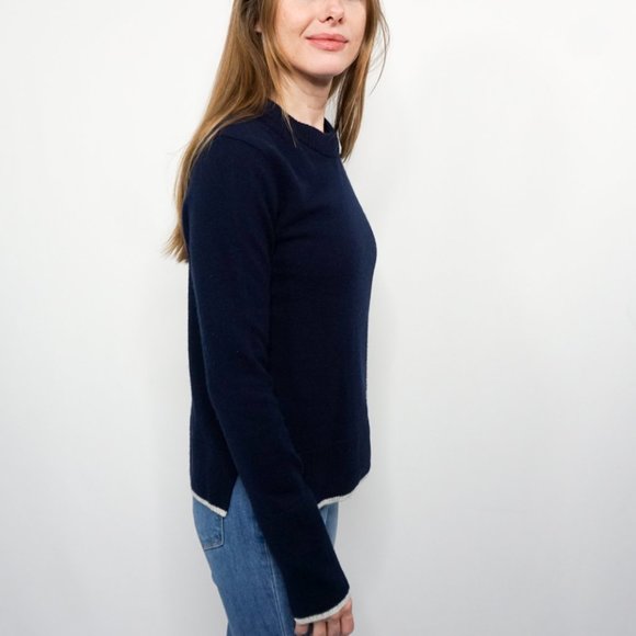 RAG & BONE Flavia Navy Cashmere Crew Sweater - Picture 3 of 7